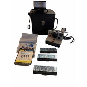 Vintage Polaroid Onestep SX-70 Land Camera with Case,Flash Bars and Continental